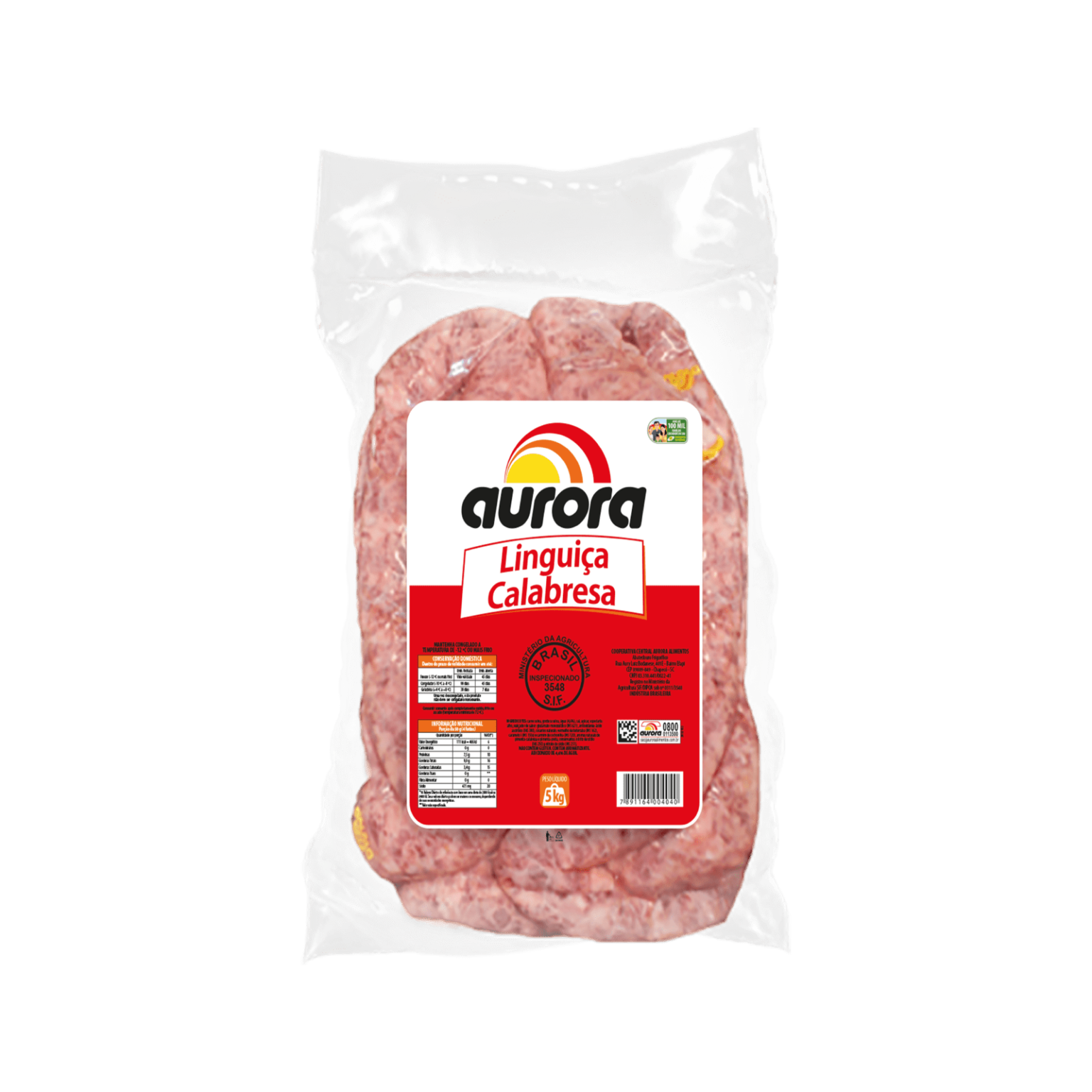 Linguiça calabresa frescal Aurora 5 kg Aurora a gente faz gosto